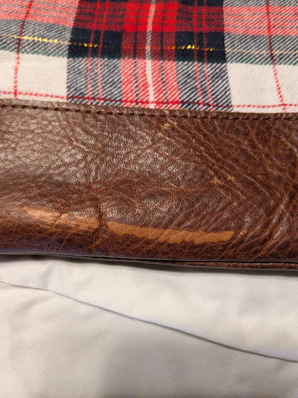 Anchor & Helm Handmade Red Plaid Leather Accent Wristlet